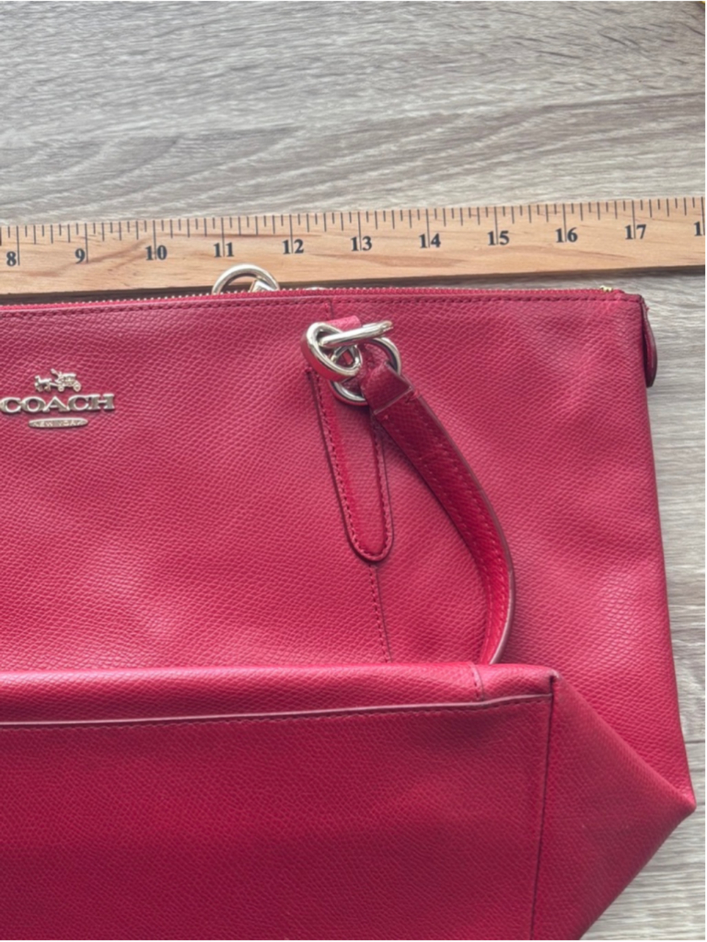Coach Red Leather Double Strap Hand Bag Tote Bag Classic Career Luxury - Picture 7 of 11